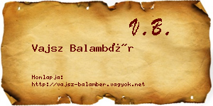Vajsz Balambér névjegykártya